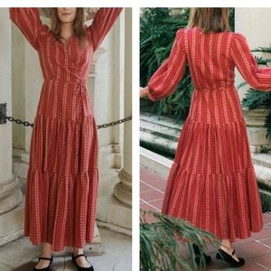 Christy Dawn Noah dress hibiscus zinnia stripe maxi wrap dress boho prairie L